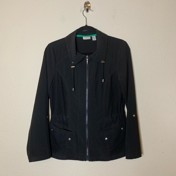 Chico's Jackets & Blazers - Zenergy by Chico’s Black Mesh Full Zip Jacket